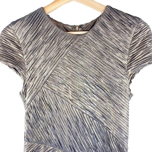 Torn By Ronny Kobo Gold Metallic Pleated Mini Dress - Picture 5 of 8